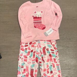 Carter's Pink and White Christmas Stocking Pajama Set